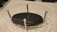 Glass Oval Coffee Table with 2 Round End Tables