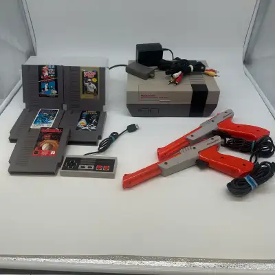 Nintendo NES Console Bundle – 5 Tested Games, 2 Zappers, Control, View more