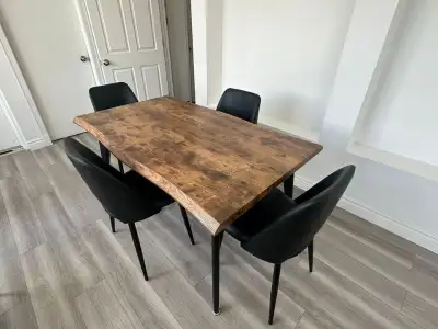 Rectangular Table - Live Edge Rustic Brown MDF Wooden Table, View more