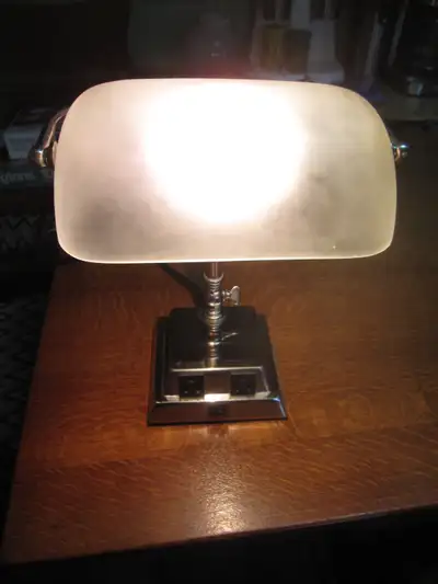 BANKERS LAMP LAWYERS FROSTED ADJUSTABLE CLEAR SHADE W/2 PLUGS, View more