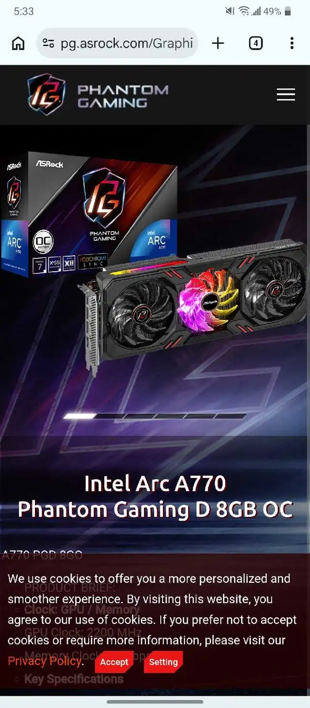 ASRock Intel Arc A770 Phantom Gaming D 8GB OC in System Components in West Island - Image 4