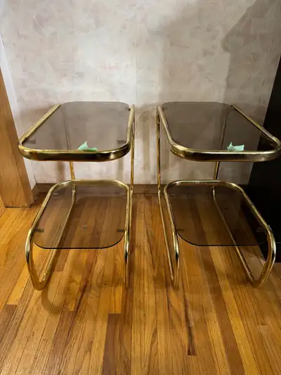 2 C shaped Glass End tables, View more
