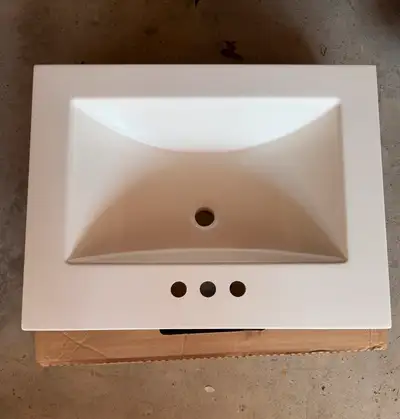 Cultured Marble Countertop/Rectangular Sink - never used. NEW in box. Pre drilled for a 4-inch centr...