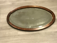 29 by 17.5 Inch Hardwood Framed  Beveled  Oval Mirror