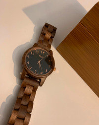 WOOD WATCH ARABIC - BRAND NEW - COMES WITH EXTRA BATTERY