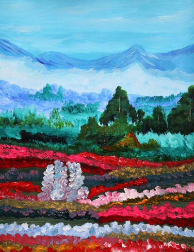 "A Gathering of Flowers" Acrylic 11 x 14 inches Art Paper, View more