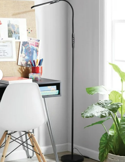 Mainstay led floor stand lamp, adjustable head, brightness, View more