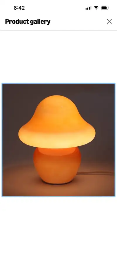 New-Orange Glass Mushroom Table Lamp, View more