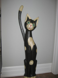 Large Cat Figurine from Wood
