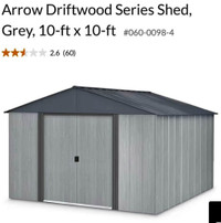 Arrow driftwood series shed, greay, 10-ft x 10ft
