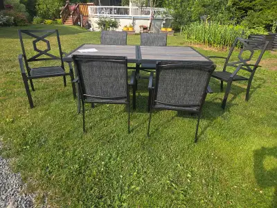 Outdoor dining table 6 chairs.dimensions in puctures, View more