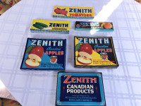 Vintage Vieilles Étiquettes de Caisse Zenith Brand (Vieux Stock)