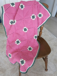 AFGHAN / BLANKET FOR LAP or FOR BABY / CHILD, crocheted, 44x35"