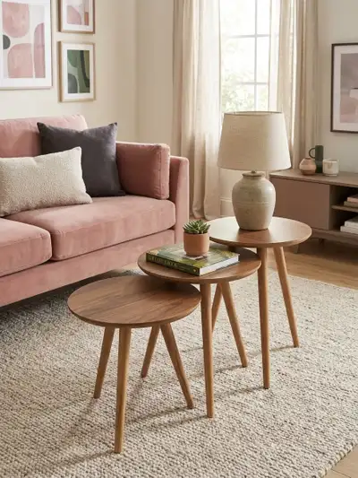Brand-New 3-Piece Nesting Side Table Set – Wood , View more