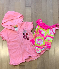 18 Months - Carter's Pink and Yellow Floral Swimsuit & Cover Up