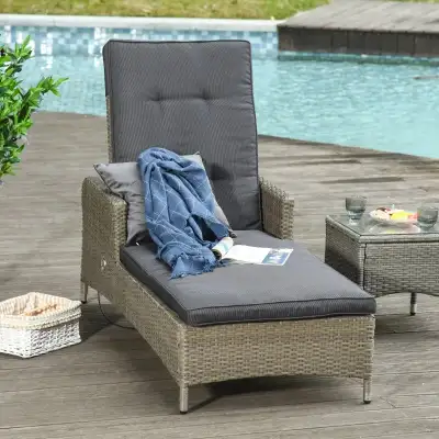 Patio PE Rattan Wicker Chaise Lounge Chair Outdoor 5-Position, View more