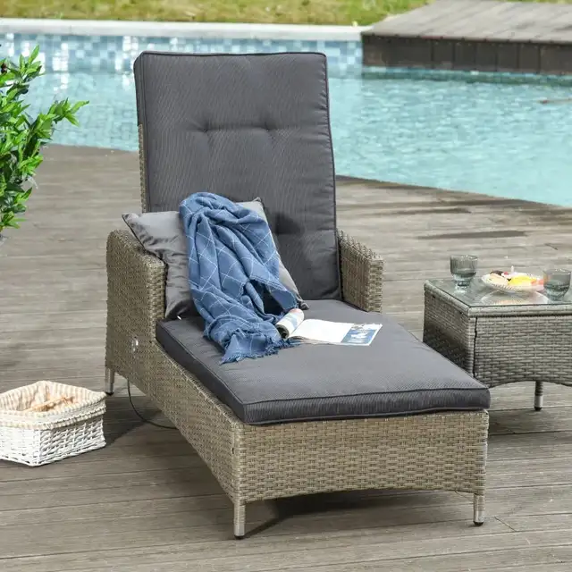 Patio PE Rattan Wicker Chaise Lounge Chair Outdoor 5-Position in Patio & Garden Furniture in Markham / York Region - Image 2