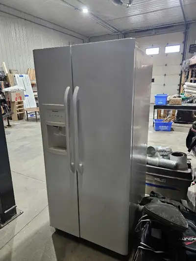Frigidaire side by side white fridge, View more