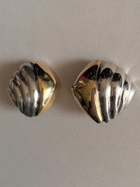 Vintage Mexican Sterling Silver & Brass Clip on Earrings