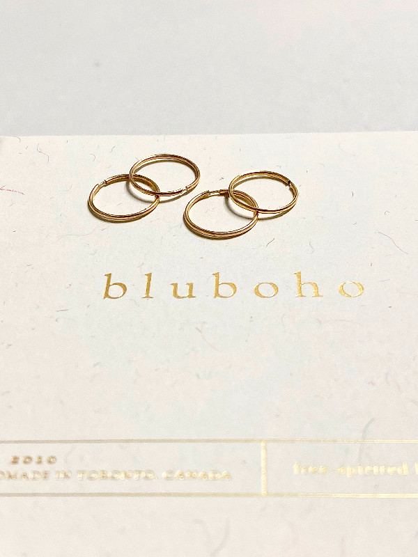 Bluboho 14k gold sleeper hoops - 2 pair in Jewellery & Watches in Trenton