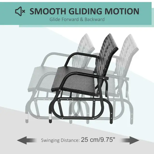 2 Seater Wicker Outdoor Glider Bench, Patio Swing Rocker Chair G in Patio & Garden Furniture in Markham / York Region - Image 7