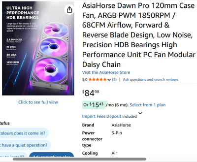 AsiaHorse Dawn Pro 120mm Case Fan, Double Sided ARGB PWM 1850RPM, View more