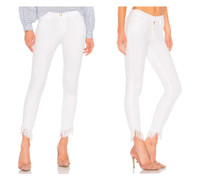 NWT! Frame Denim Le High Skinny Frayed Fringe Hem White Jeans sz