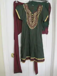 Maroon & Green Indian Dress - 3 Piece Set