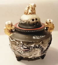 Vintage Moriage Dragonware Incense Burner - Foo Dog Guilded Lid