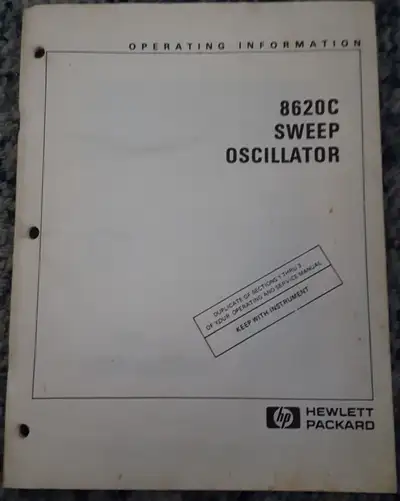 HP Hewlett Packard 8620C Sweep Oscillator Manual., View more