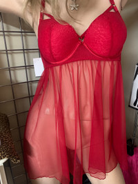 Beautiful red share, baby doll with built-in bra