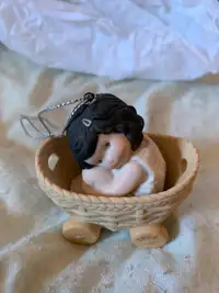 Girl in Basket Wagon Hanging Ornament