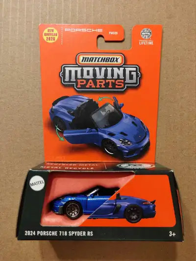 New Matchbox Moving Parts 2024 Porsche 718 Spyder RS convertible 1/64 diecast car with opening door...