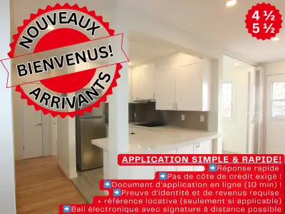 Superbe 4 1/2 Rénové près Ligne Verte, École primaire & Piscine