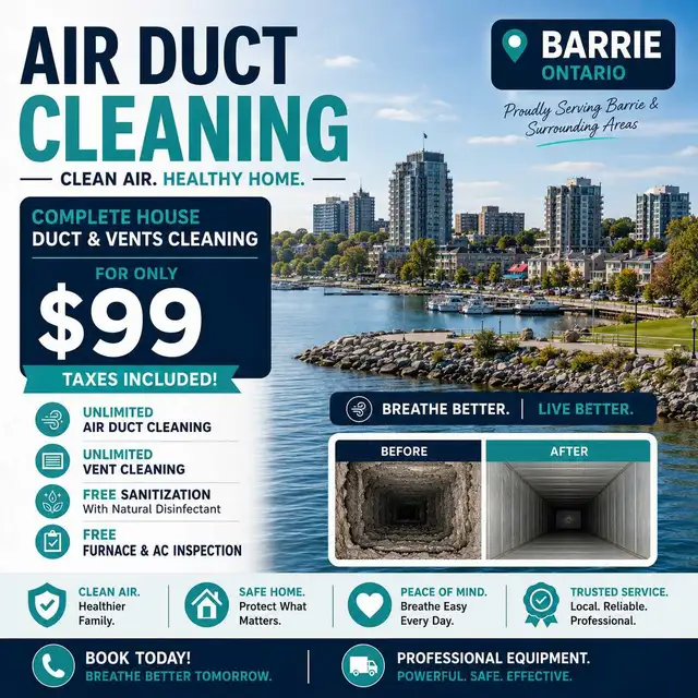 Barrie Air Duct Cleaning – Starting From $99