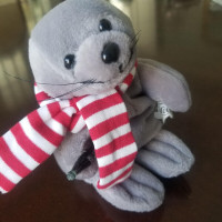 Coca-Cola Seal Beanie Baby w Coke Bottle, Red & White Scarf 1997