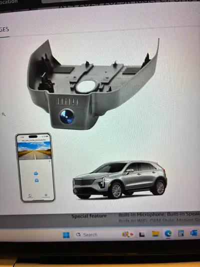Mangoal Dash Cam, for Cadillac XT4, 2024-2025 model, UHD 2160P video, free app, Wifi, 64gb card.