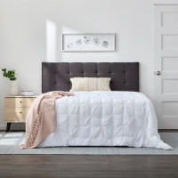 Aijha Square Tufted Upholstered Headboard Charcoal Queen