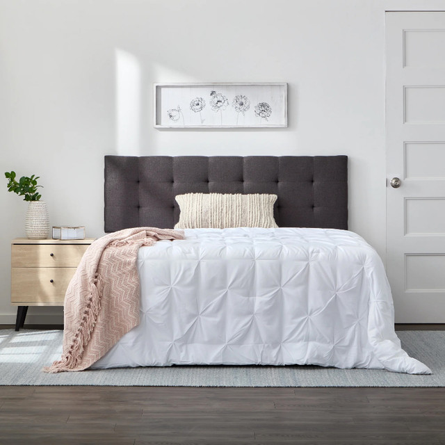 Aijha Square Tufted Upholstered Headboard Charcoal Queen in Beds & Mattresses in Hamilton