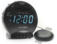 Dual Alarm Clock with Bed Shaker, Black Vibrating Alarm Clock He