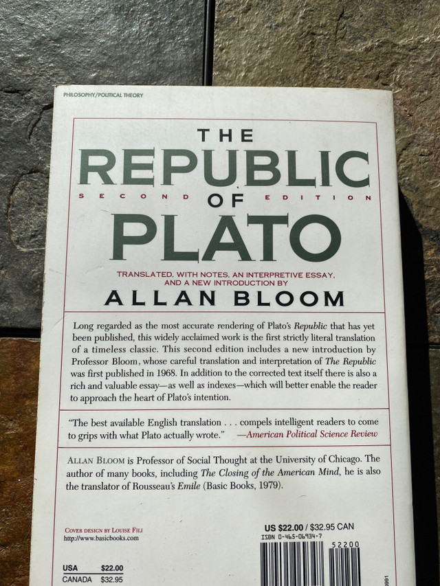 The Republic of Plato by Allan Bloom 2nd edition in Fiction in Edmonton - Image 2