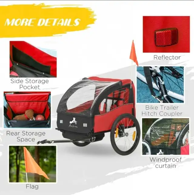 3 in 1 Aosom Double Seat Bike Trailer in Kids in Edmonton - Image 5