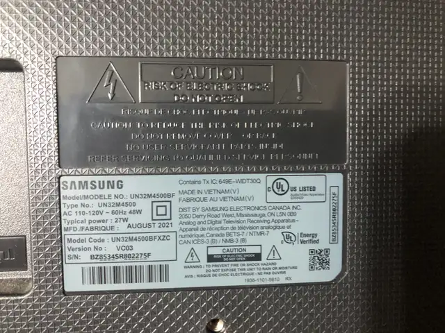 Samsung 32 inch TV parts model UN32M4500BF in TVs in Kitchener / Waterloo - Image 2