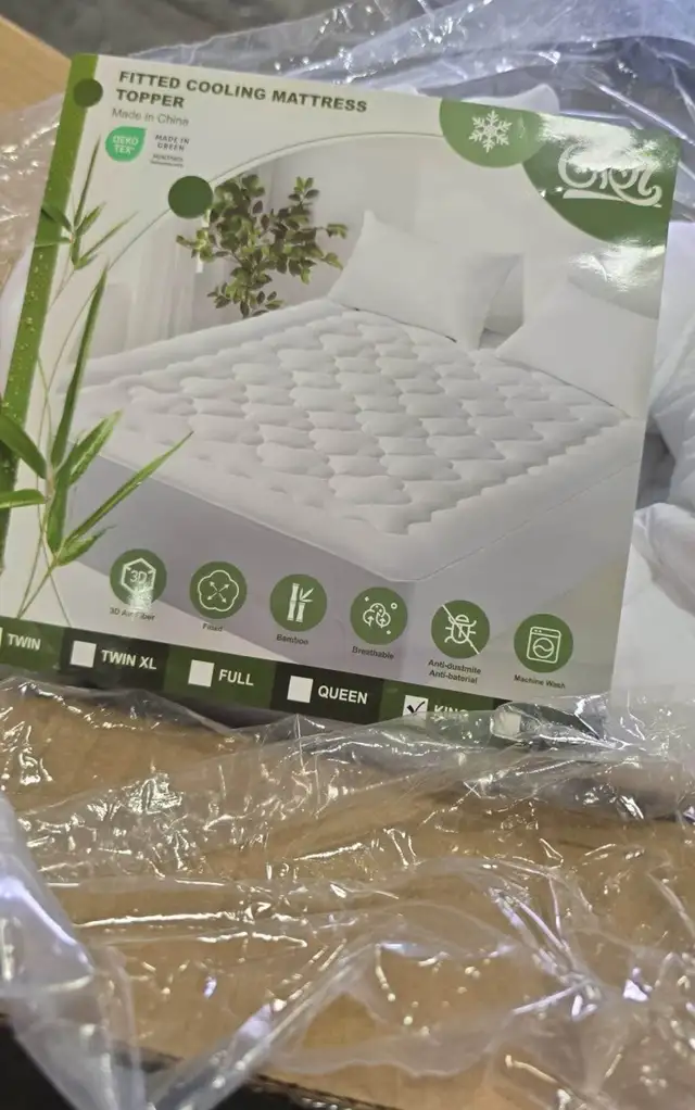 GRT Bamboo Cooling Mattress Pad Cover King Size, Extra Thick Qui in Bedding in Hamilton - Image 8