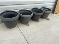 4 Large grey FIBREGLASS  plant pots