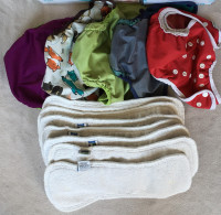 5 Cloth Diapers with 7 Diaper Pads