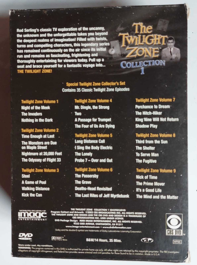 The Twilight Zone Collection one DVD Set in CDs, DVDs & Blu-ray in Mississauga / Peel Region - Image 4
