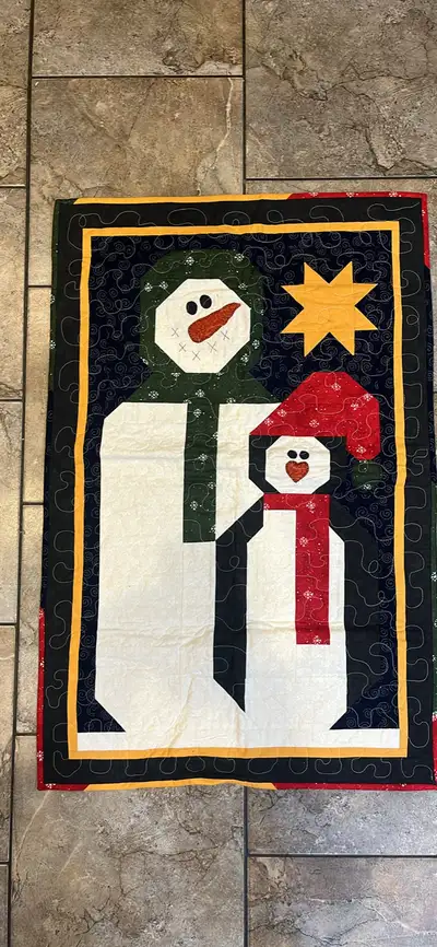 Homemade Christmas Quilted wall hanging or table runner , View more