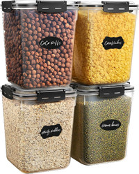 NEW 4 Large Pantry Food Storage Containers with Lids 5.3L/179oz