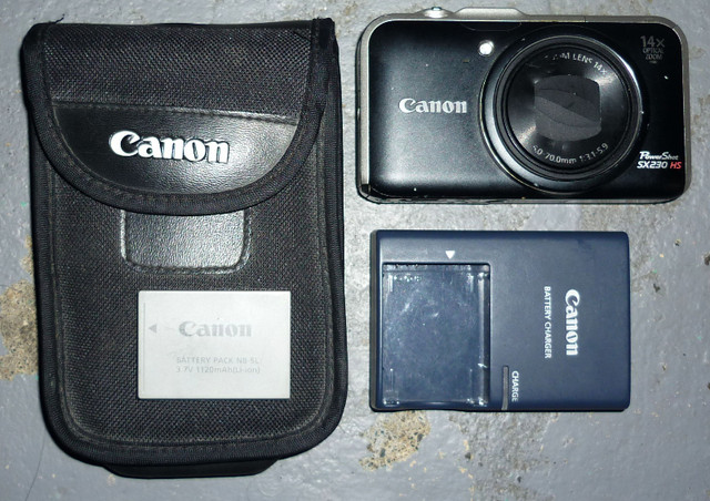 $70 Canon Powershot SX230HS digital camera, battery,case,charger in Cameras & Camcorders in Sudbury